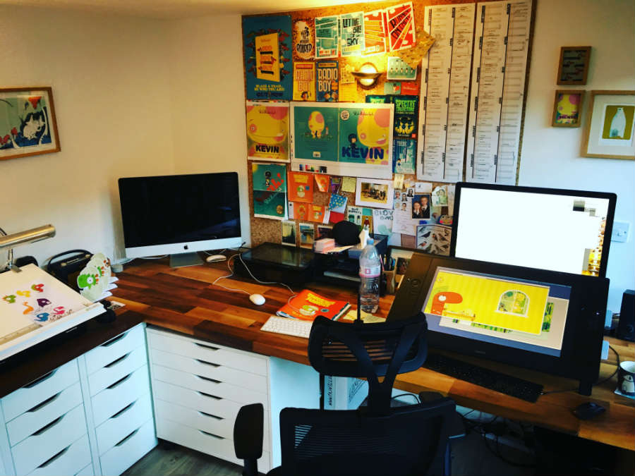 Children's book author and illustrator Rob Biddulph workspace